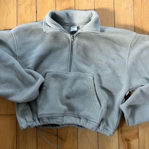 Aritizia TNA Polar Cropped Fleece Half Zip Dusky Green